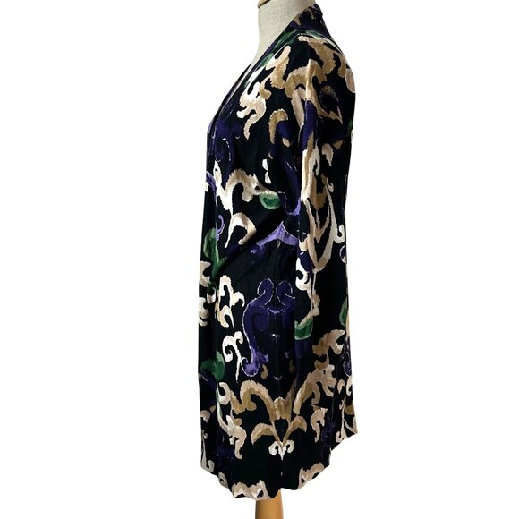 Chico's Woman's Sz Large Scroll Print Cardigan Sweater Ling Sleeve - Picture 3 of 11